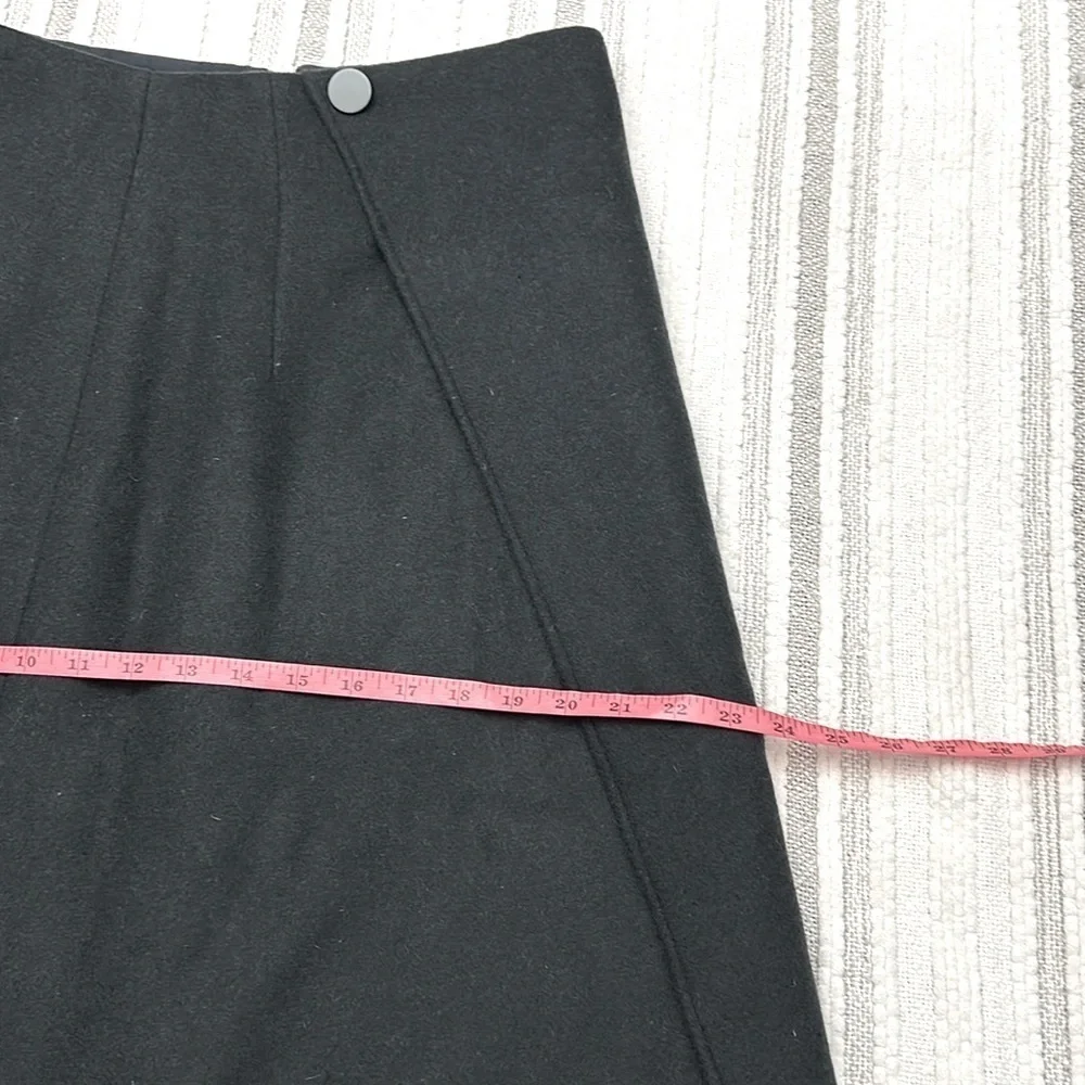Club Monaco Wool NWT Midi Wrap Skirt Black‎ 10 A Line Quiet Luxury Minimalist